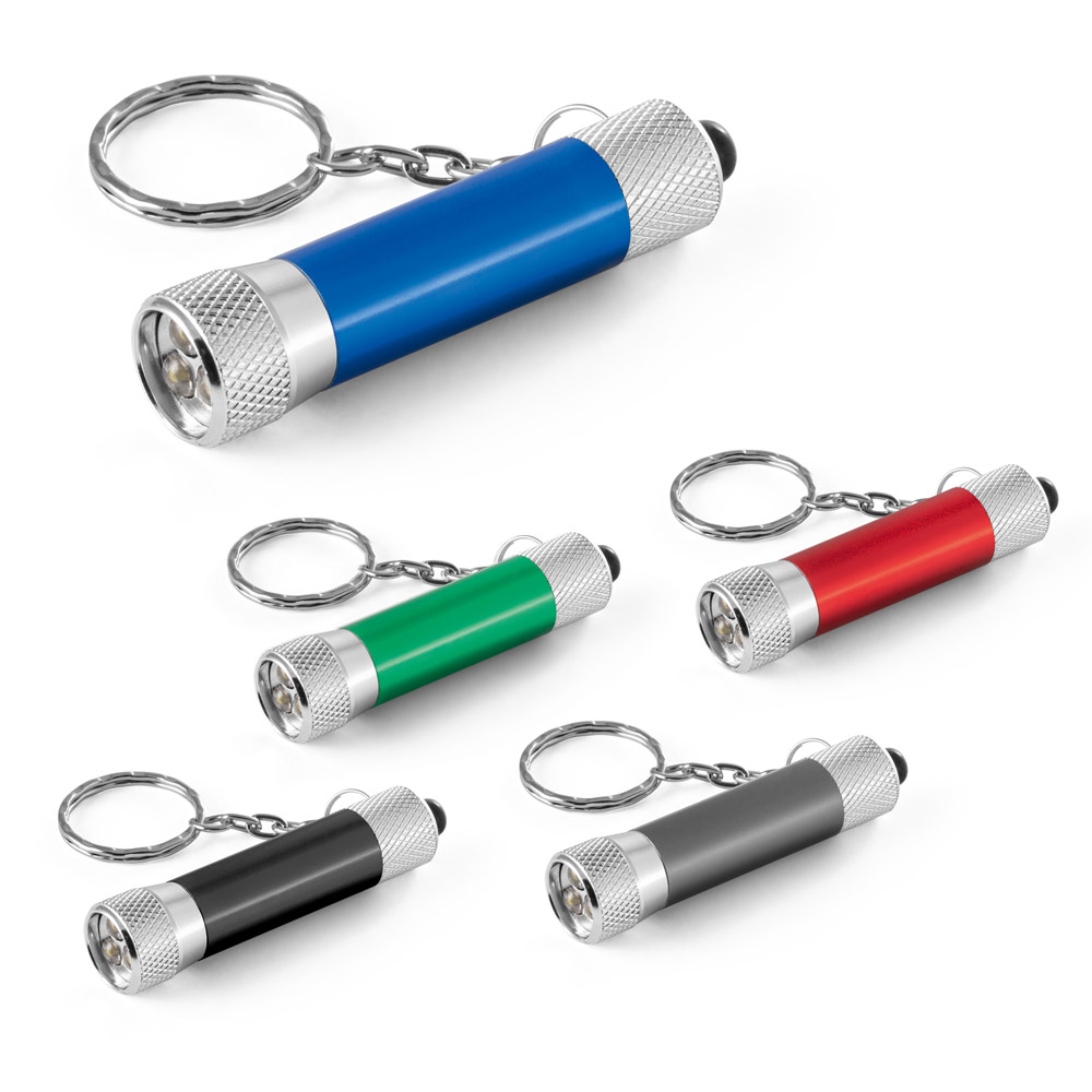 LERGAN. Aluminium sleutelhanger met 3 LED-lampjes bedrukken met logo