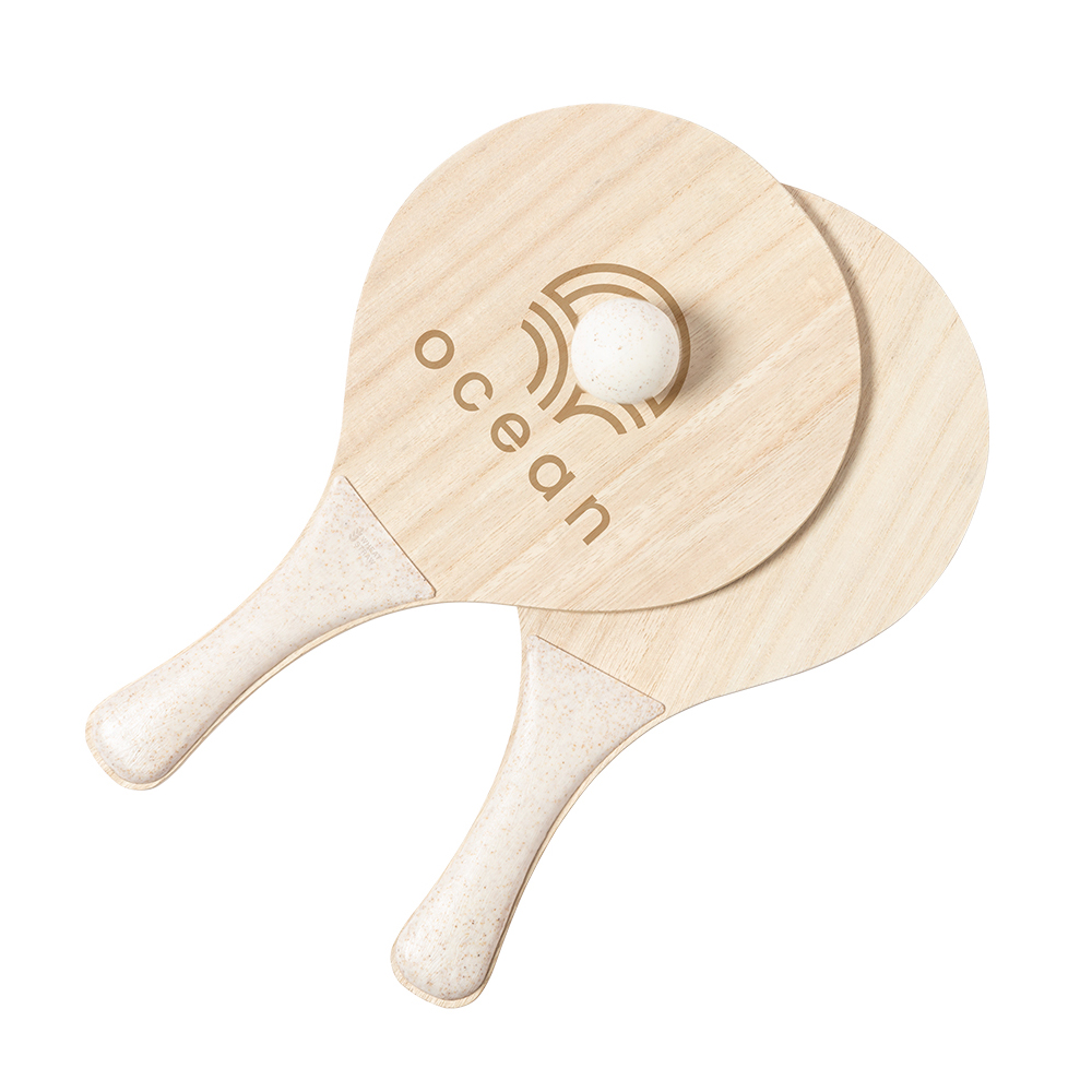 Natuurlijke houten strandrackets bedrukken met logo