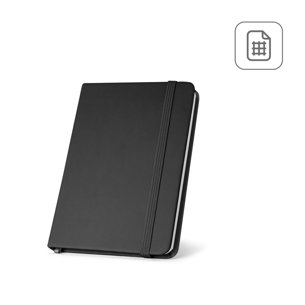 HEMINGWAY SQUARE. A5 PU-notitieboekje met geruit papier bedrukken met logo