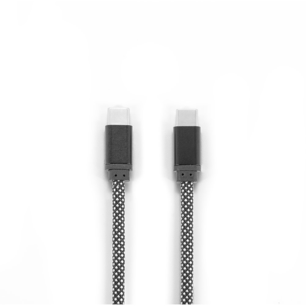 NADELLA. USB-C-naar-USB-C-kabel met een gevlochten polyestersnoer (60 W) en een magnetisch systeem om de kabel gemakkelijk op te rollen bedrukken met logo