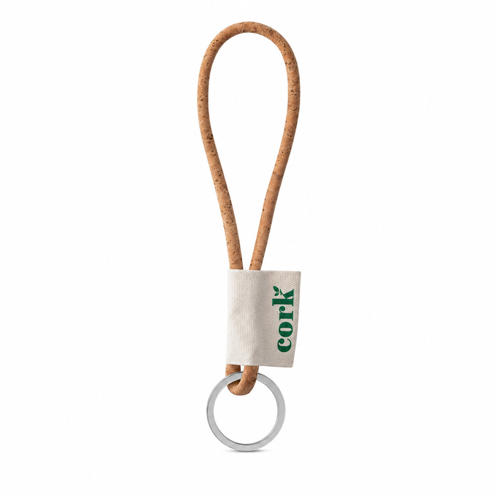 Gedrukt voorbeeld van Lanyard CORK Short (Ø 5 mm) bedrukken met logo