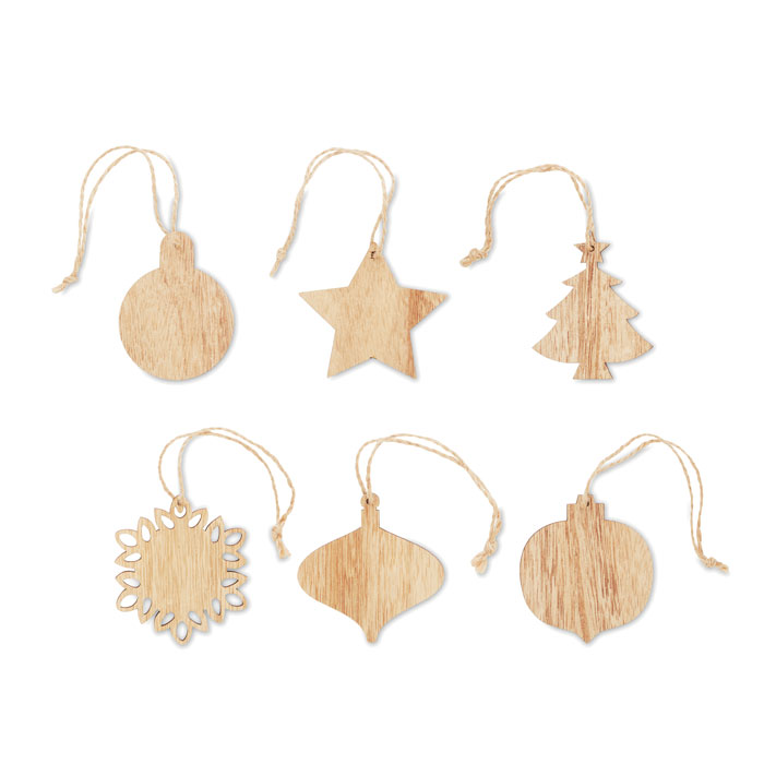 Houten kerstversiering set bedrukken met logo