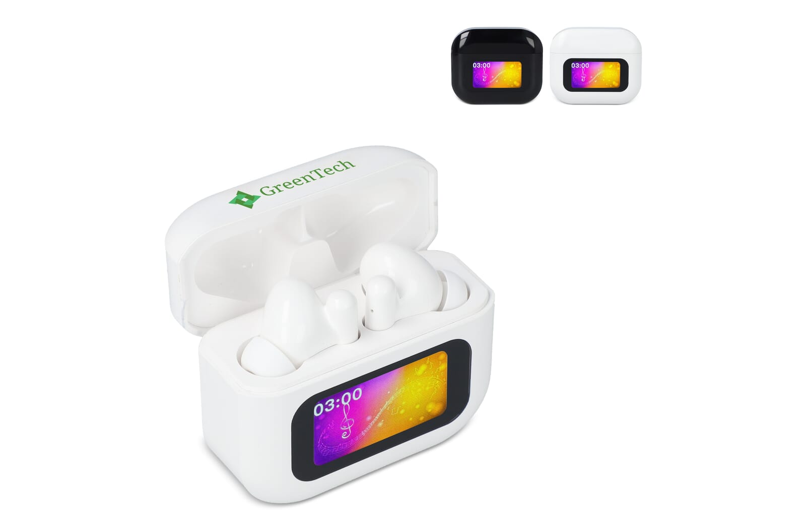 Draadloze ANC Oordopjes met Touchscreen bediening bedrukken met logo