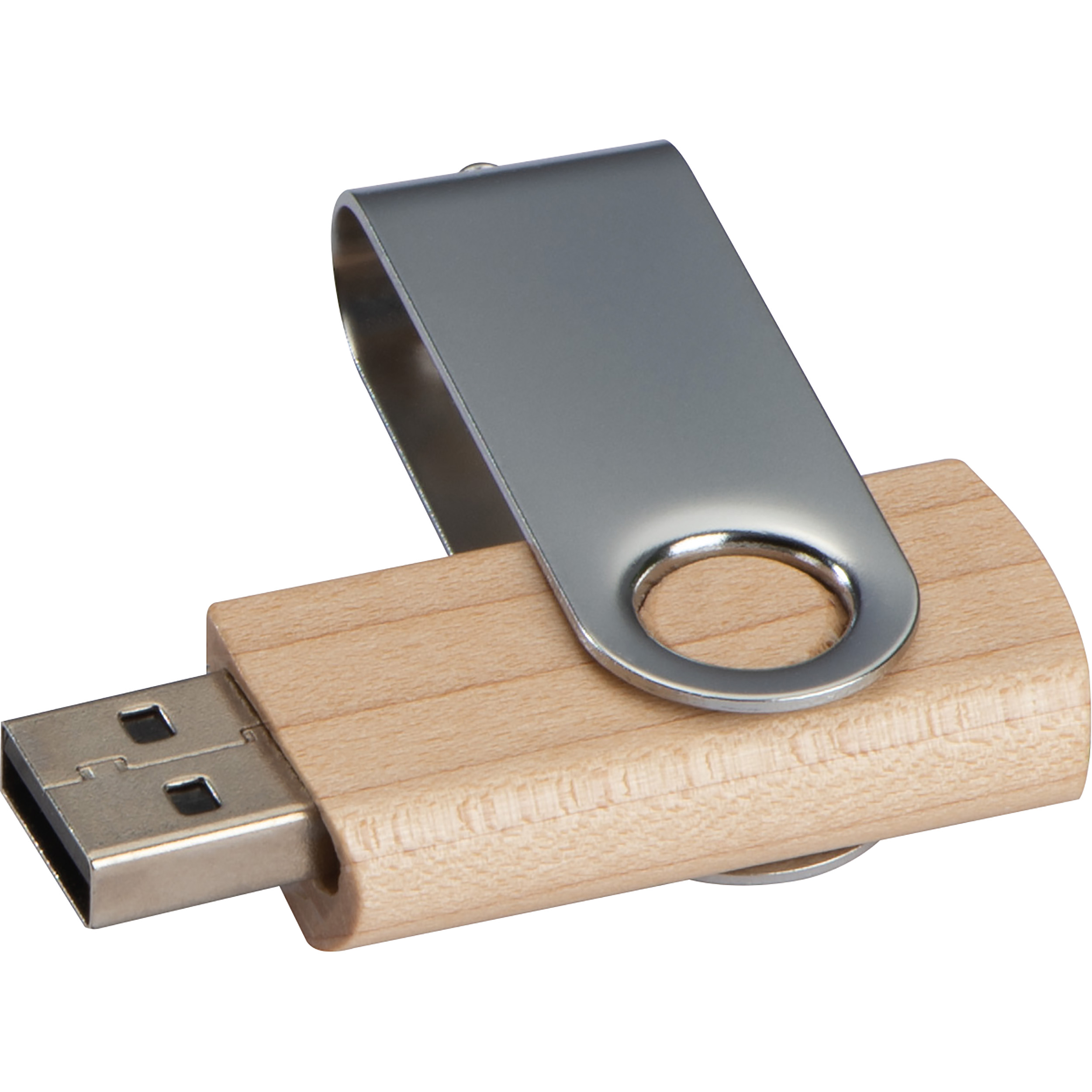 USB-stick twist van hout, licht bedrukken met logo