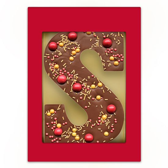 Luxe Chocoladeletter Goud (200 gram) bedrukken met logo