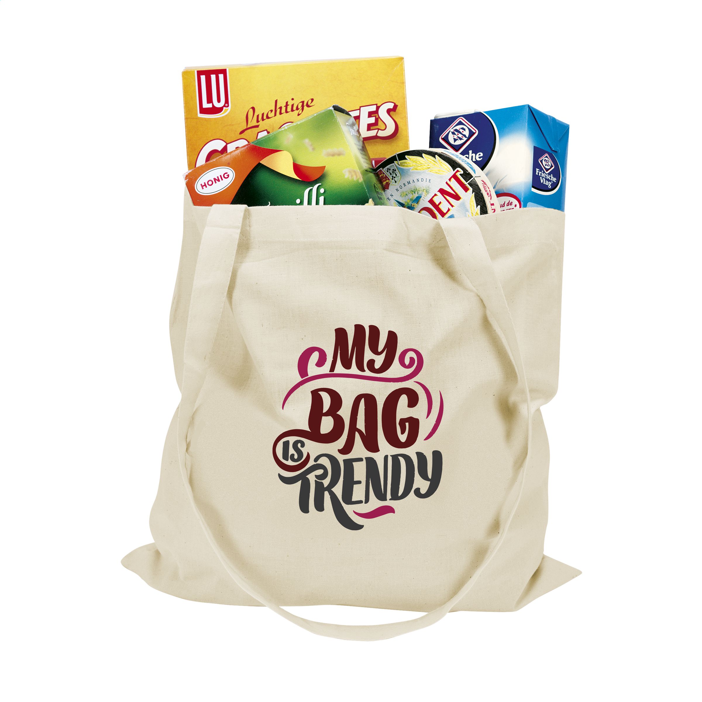 Indas katoenen tas met lange hengsels (135 g/m²) bedrukken met logo