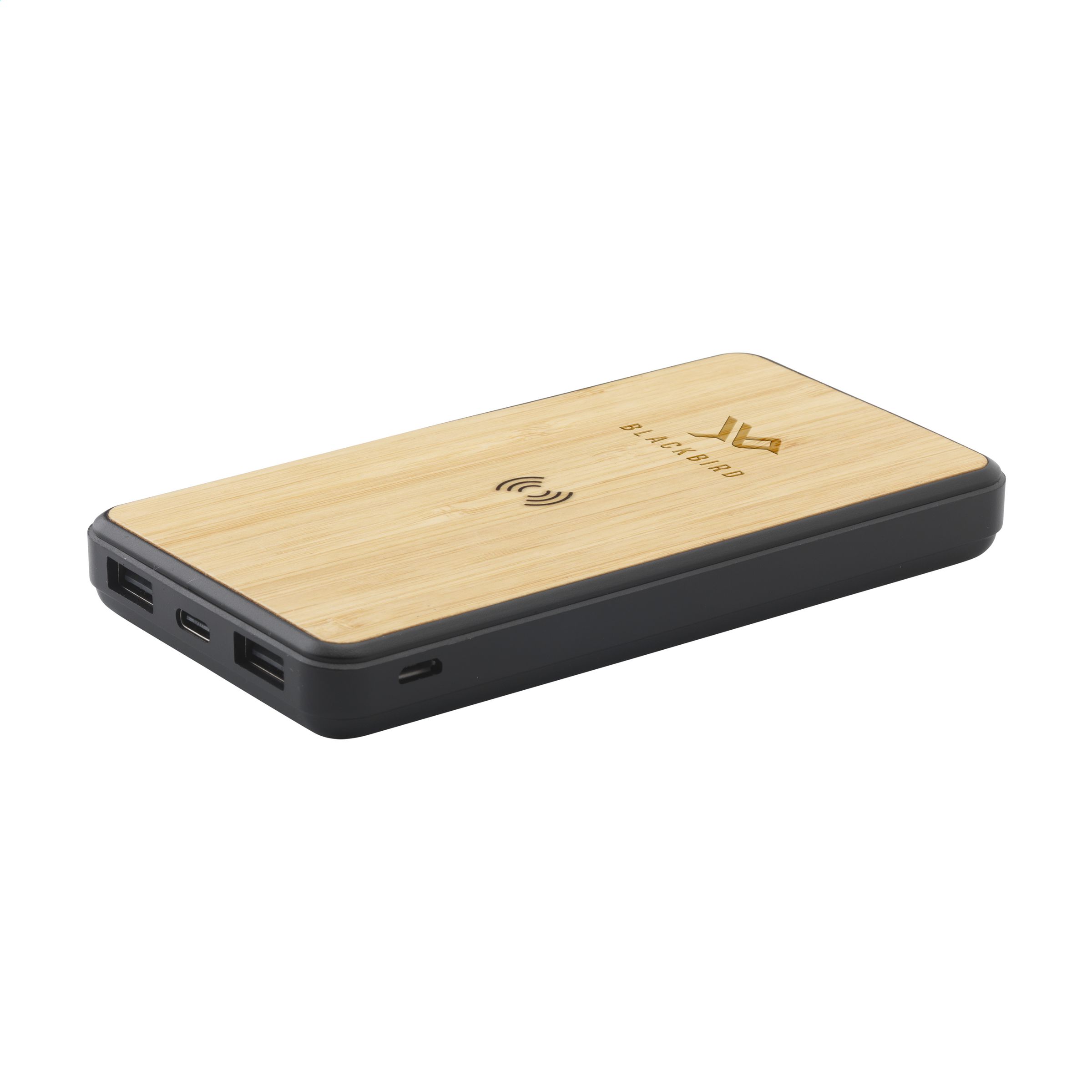 Boru Bamboo RCS Recycled ABS Powerbank Wireless Charger bedrukken met logo