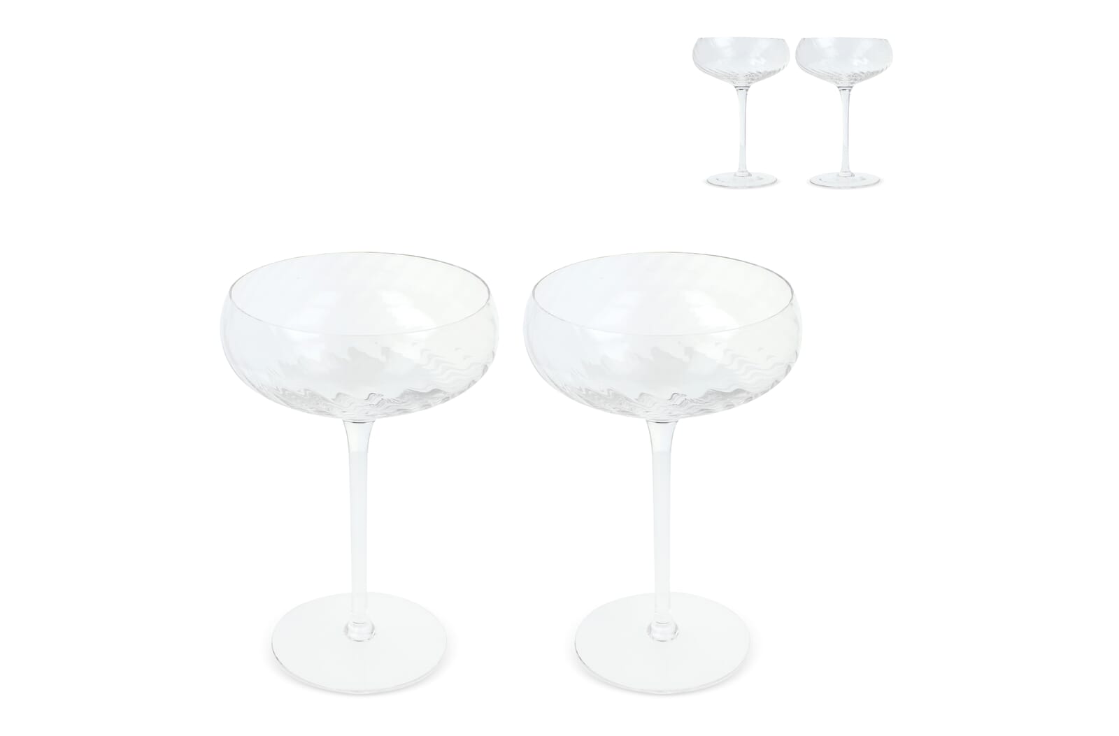 Byon Opacity set van 2 champagneglazen met stijlvol glas patroon 300ml bedrukken met logo