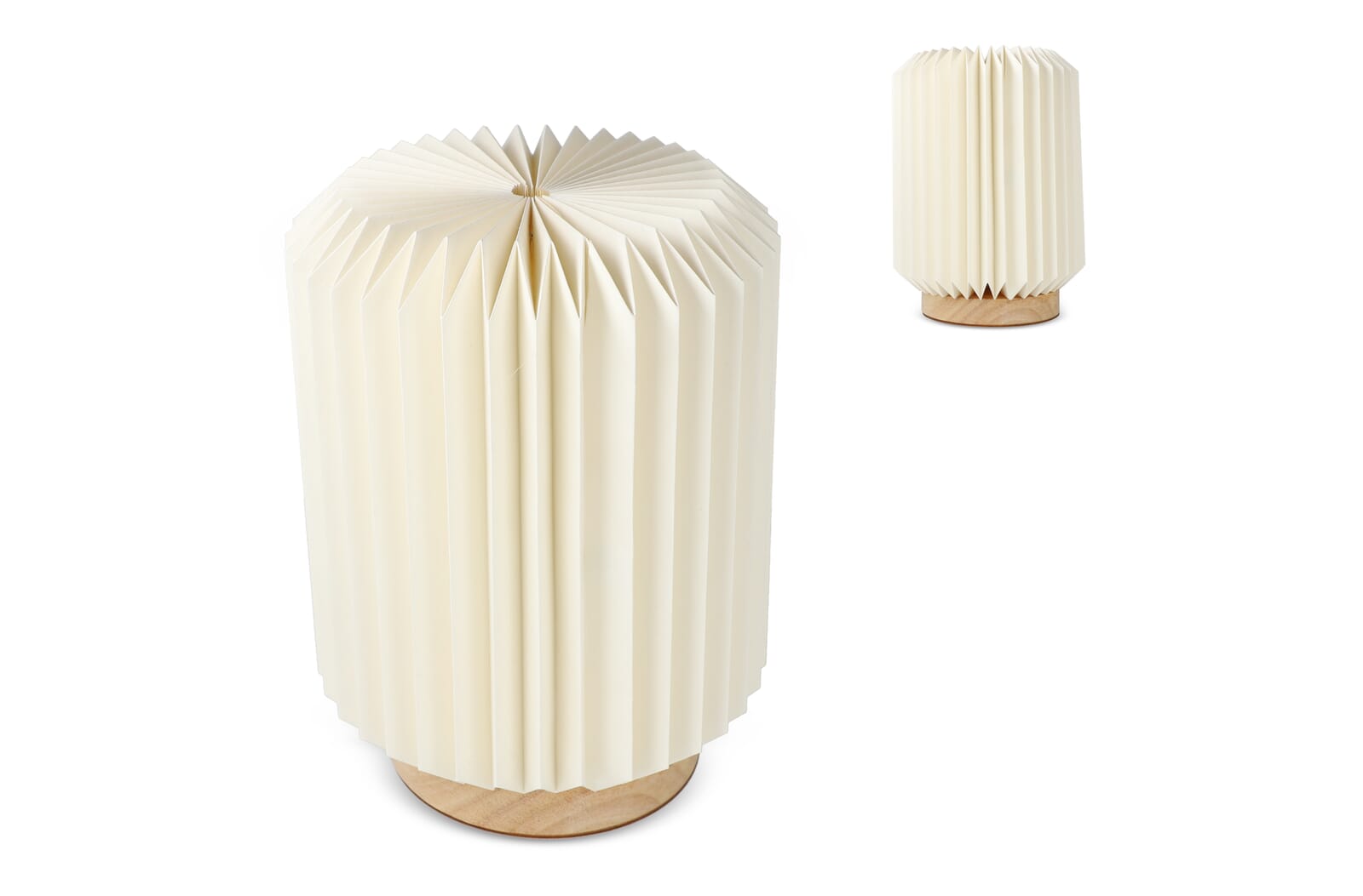 Coollux vouwbare paper LED lamp Aurora op houten voet, 22cm bedrukken met logo