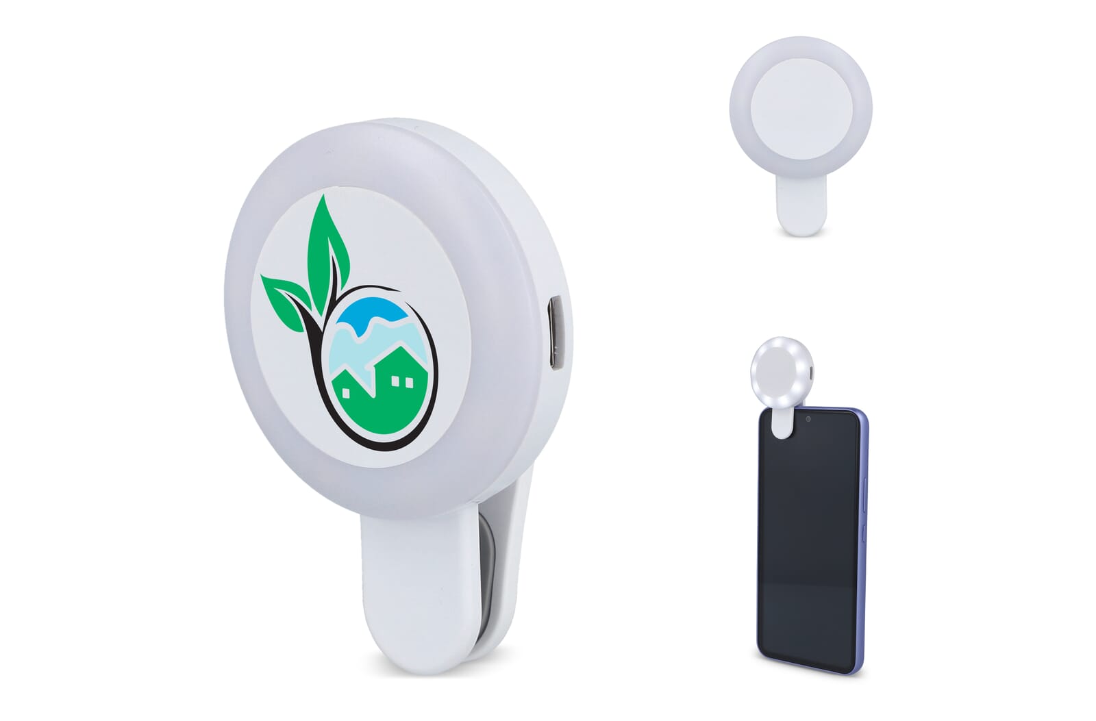 Universele Draagbare Selfie LED lampje met 3 standen bedrukken met logo