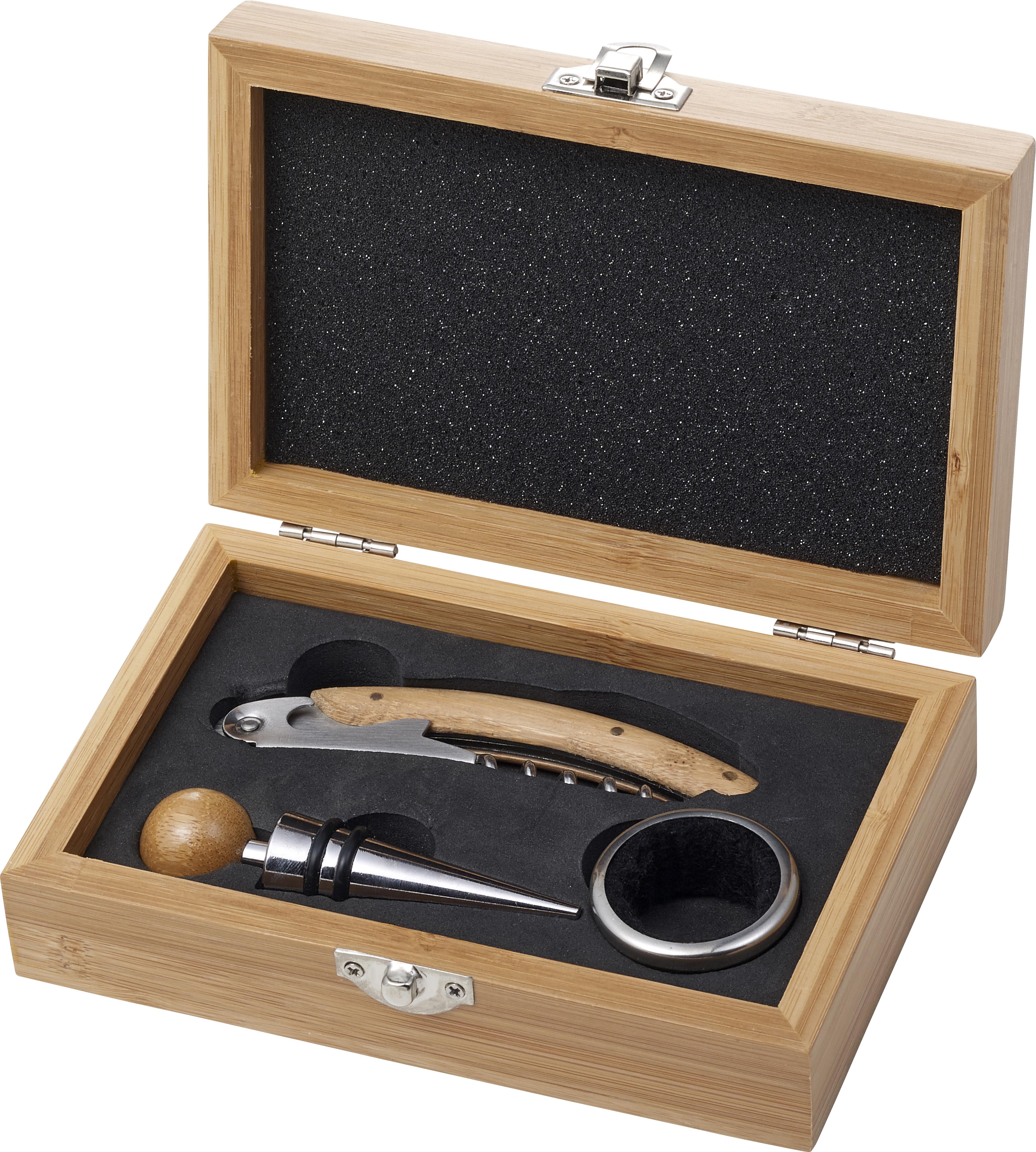 Winetaste bamboo wijngeschenkset bedrukken met logo