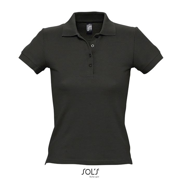 PEOPLE Dames Polo met Geribde Kraag en Mouwranden (210g/m²) bedrukken met logo