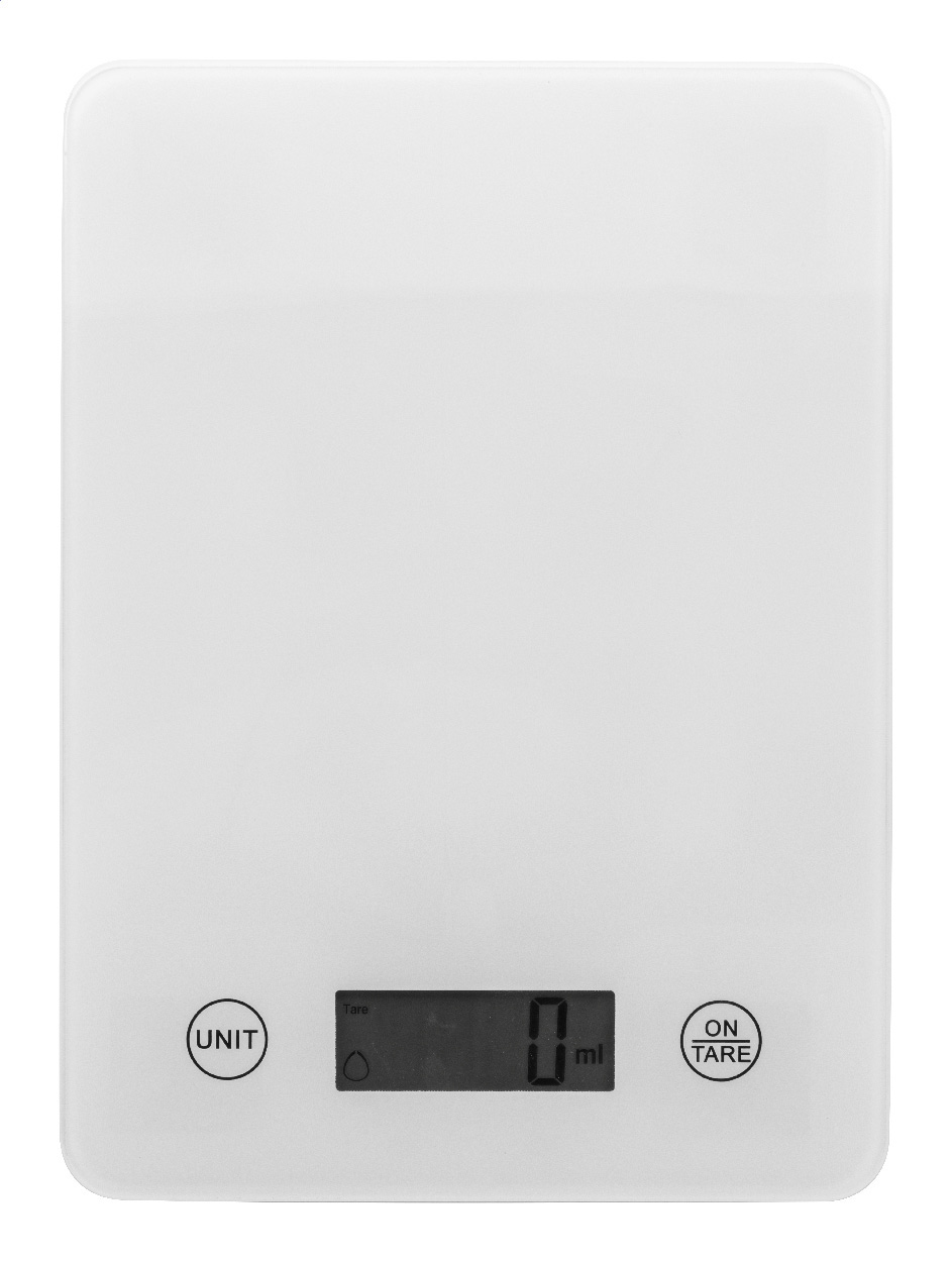 oplaadbare keukenweegschaal bedrukken met logo