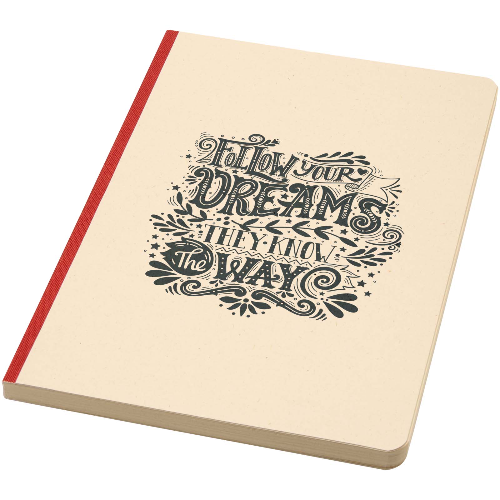 Liliana A5 notitieboek met zachte kaft van suikerriet en RPET bedrukken met logo