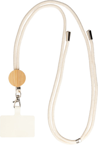 Katoenen telefoonlanyard met trekkoord Lucia bedrukken met logo