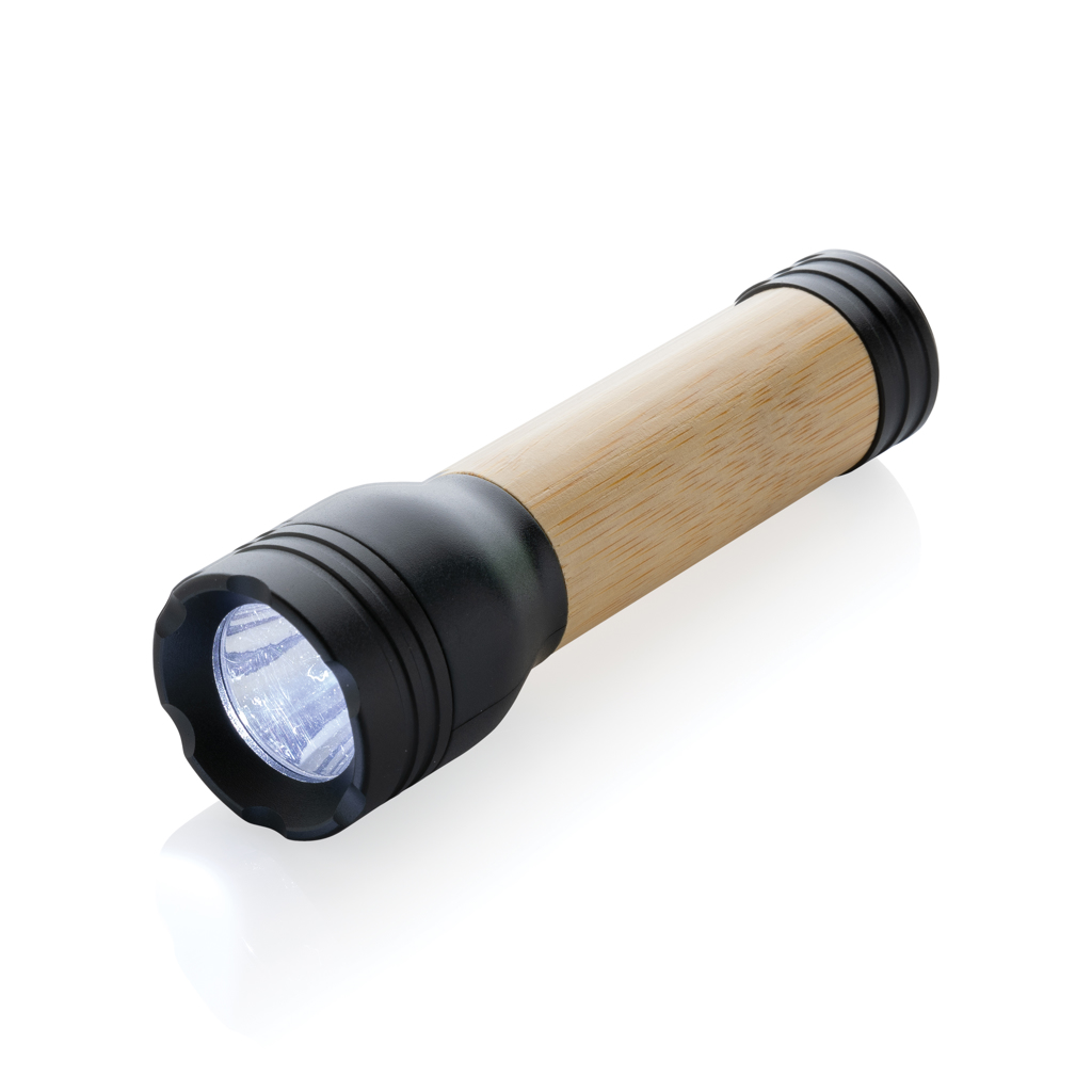 Lucid 1W RCS gerecycled plastic & bamboo zaklamp bedrukken met logo