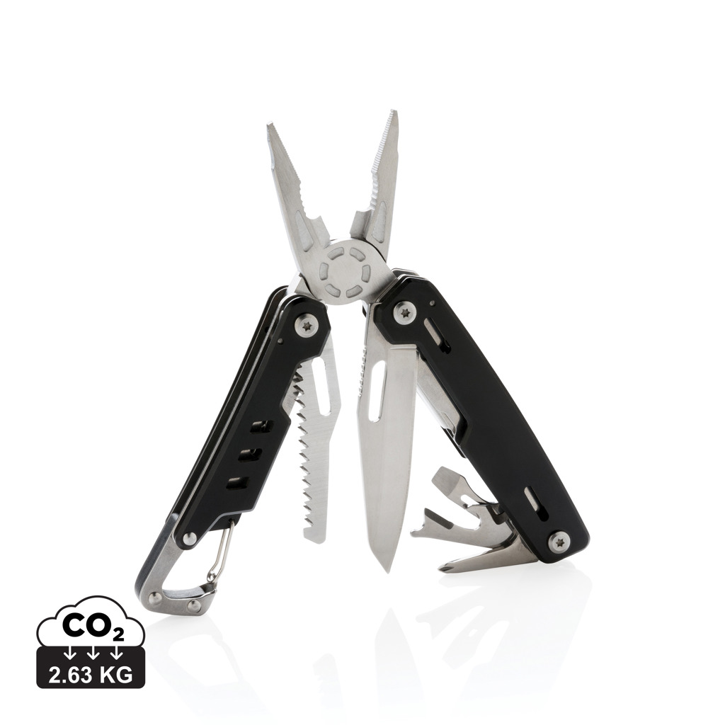 Solid multitool met karabijnhaak bedrukken met logo