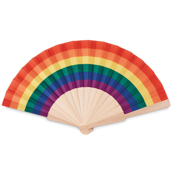 Zoom Houten regenboog handwaaier bedrukken met logo