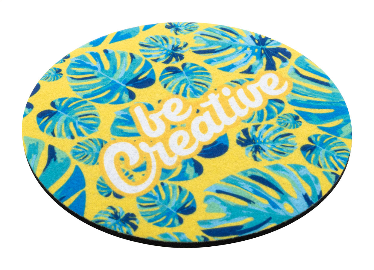 Custom made RPET-vilten onderzetter, cirkel bedrukken met logo