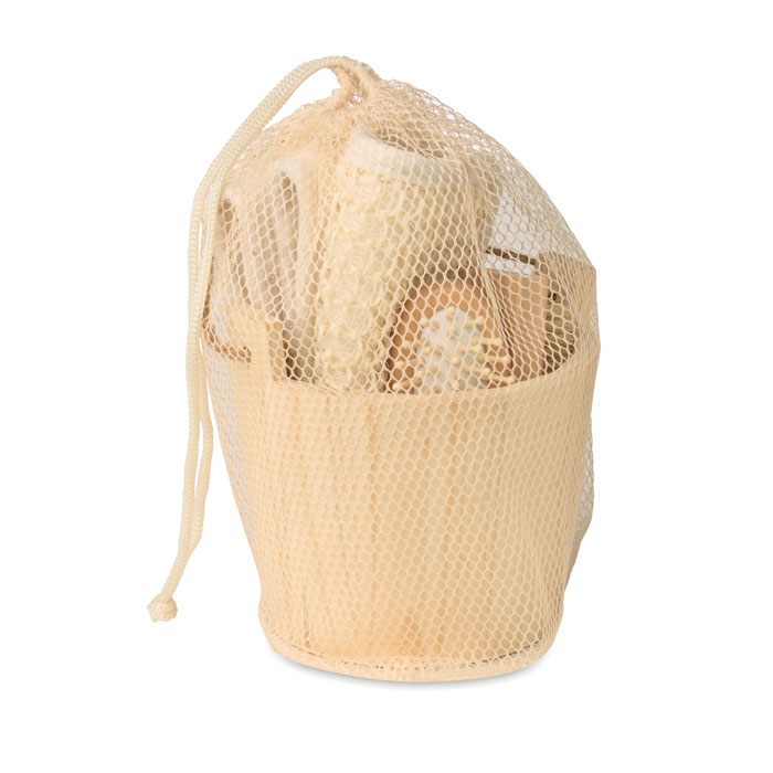 Badcadeauset in houten emmer bedrukken met logo