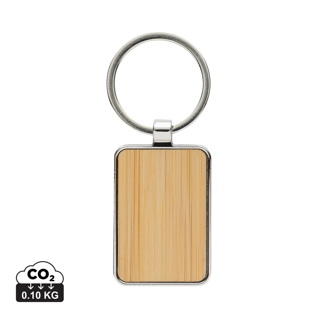 RCS gerecycled zinc alloy rechthoekige sleutelhanger bedrukken met logo