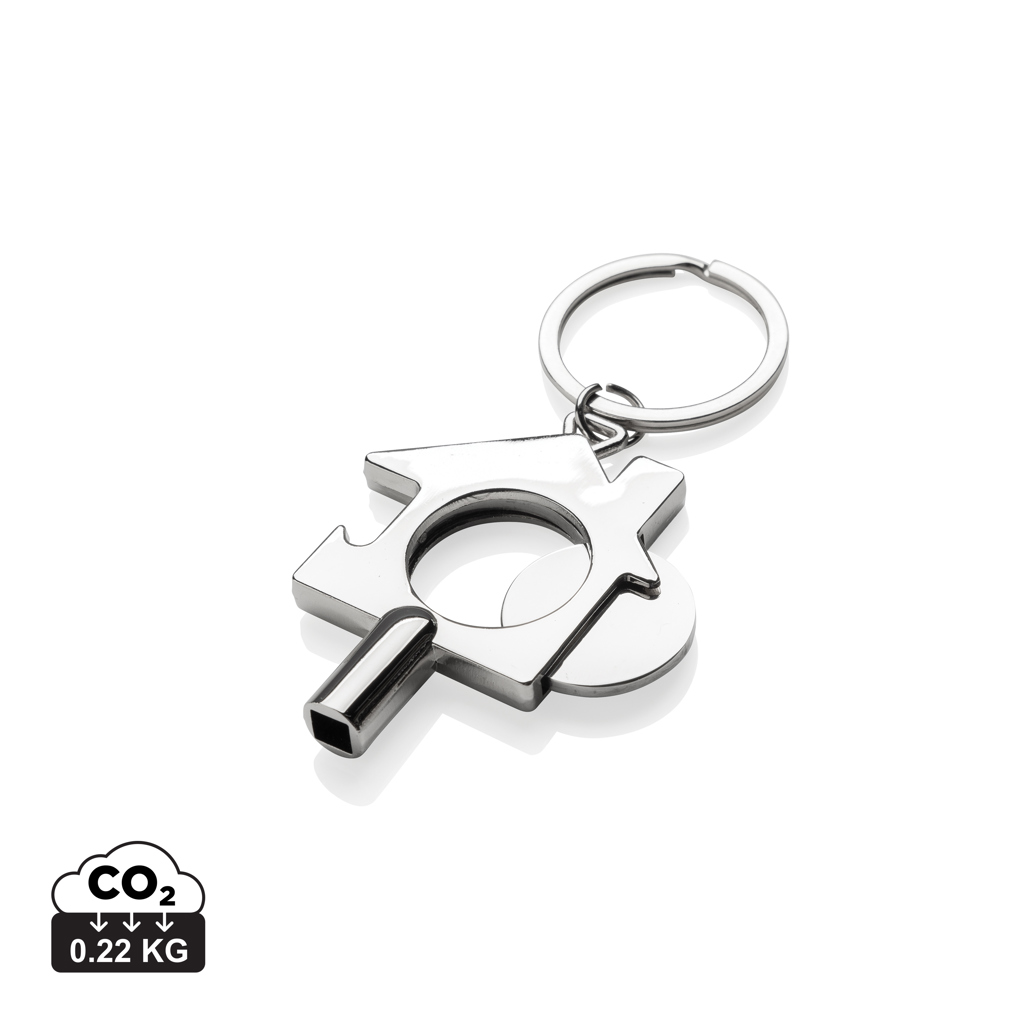 RCS gerecycled zinc alloy 3 in 1 sleutelhanger bedrukken met logo