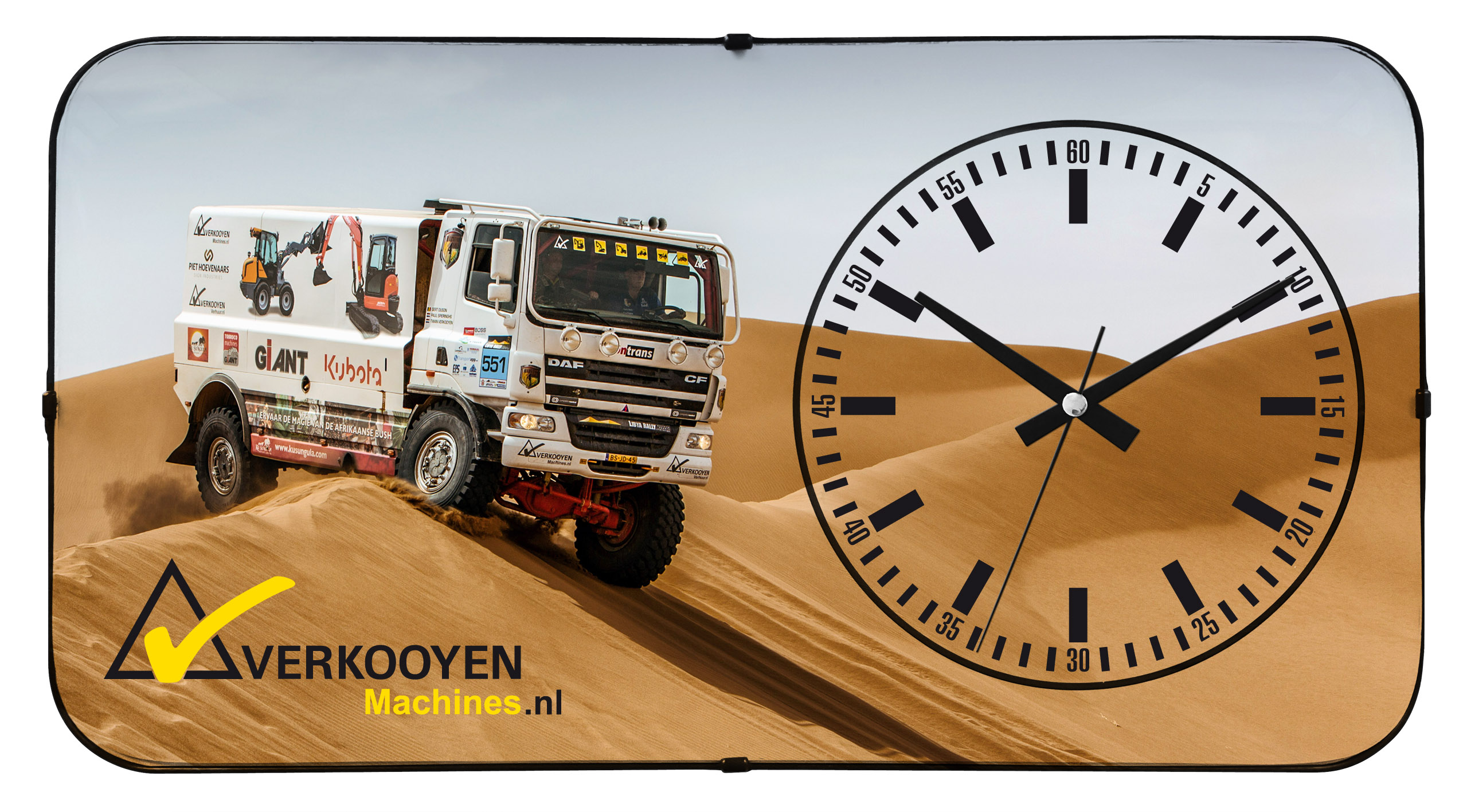 Rechthoekige muurklok (47 x 25 cm) bedrukken met logo