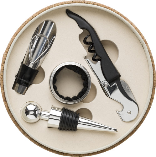 Kurken wijnset Milana bedrukken met logo