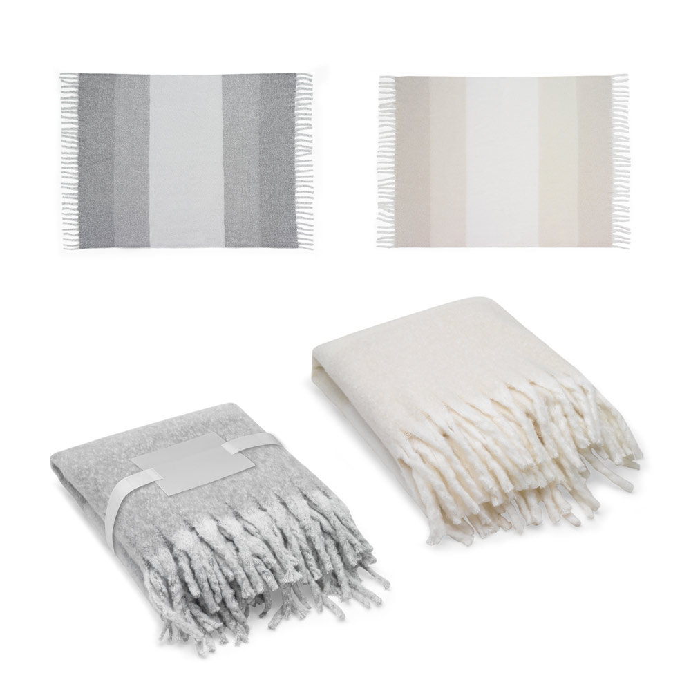 COMFY. Deken van gerecycled polyester (100% rPET) (300 g/m²), met mohair-gevoel bedrukken met logo
