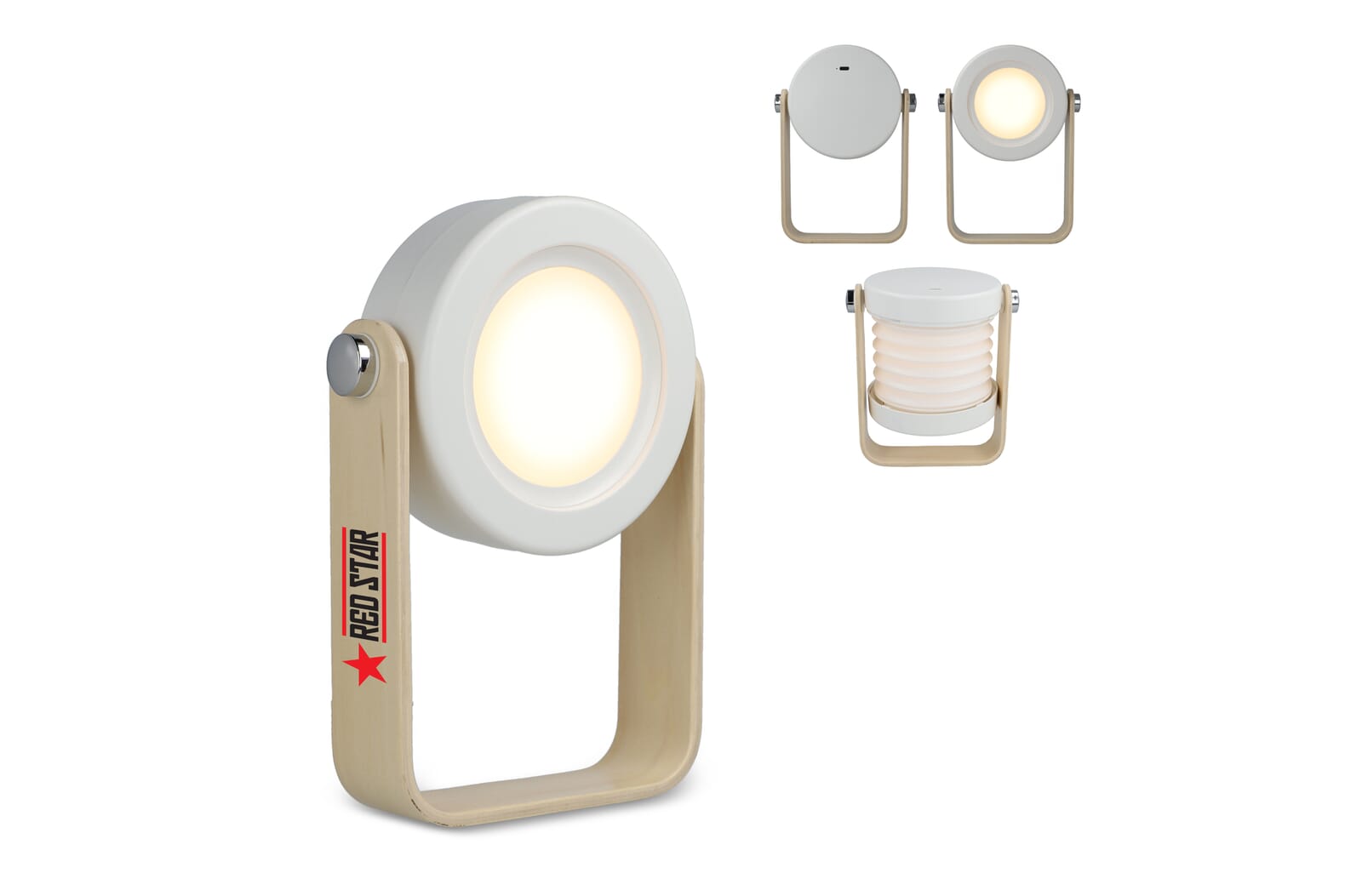 Coollux multifunctionele LED-lamp met bamboe handvat bedrukken met logo