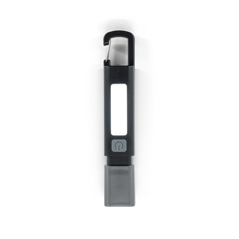 WIGGINS. ABS-zaklamp, met een 2 W LED-lampje (53 lumen) aan de voorkant en een COB-lampje (53 lumen) aan de bovenkant bedrukken met logo