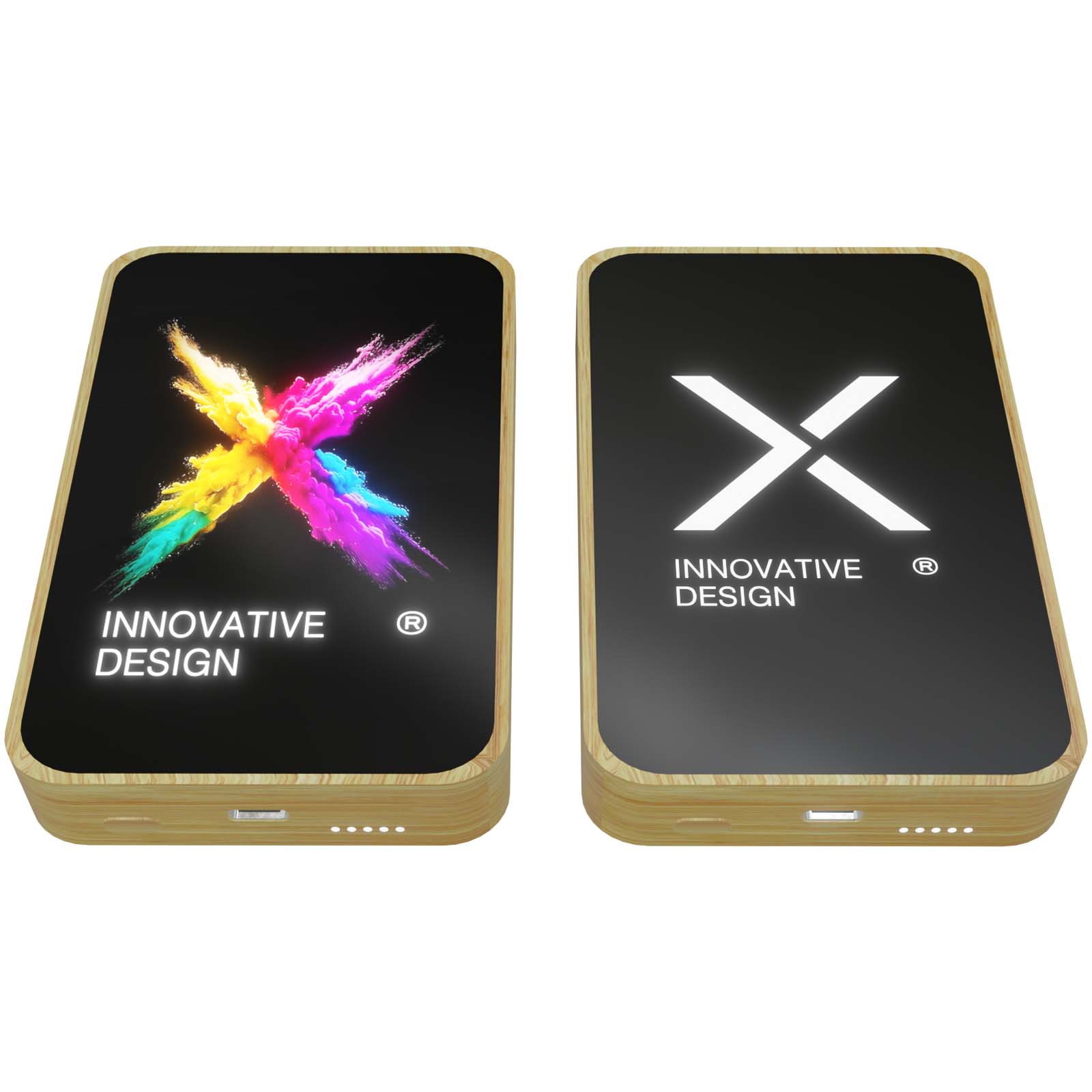 SCX.design P26 15 W 5000 mAh houten MagSafe powerbank bedrukken met logo