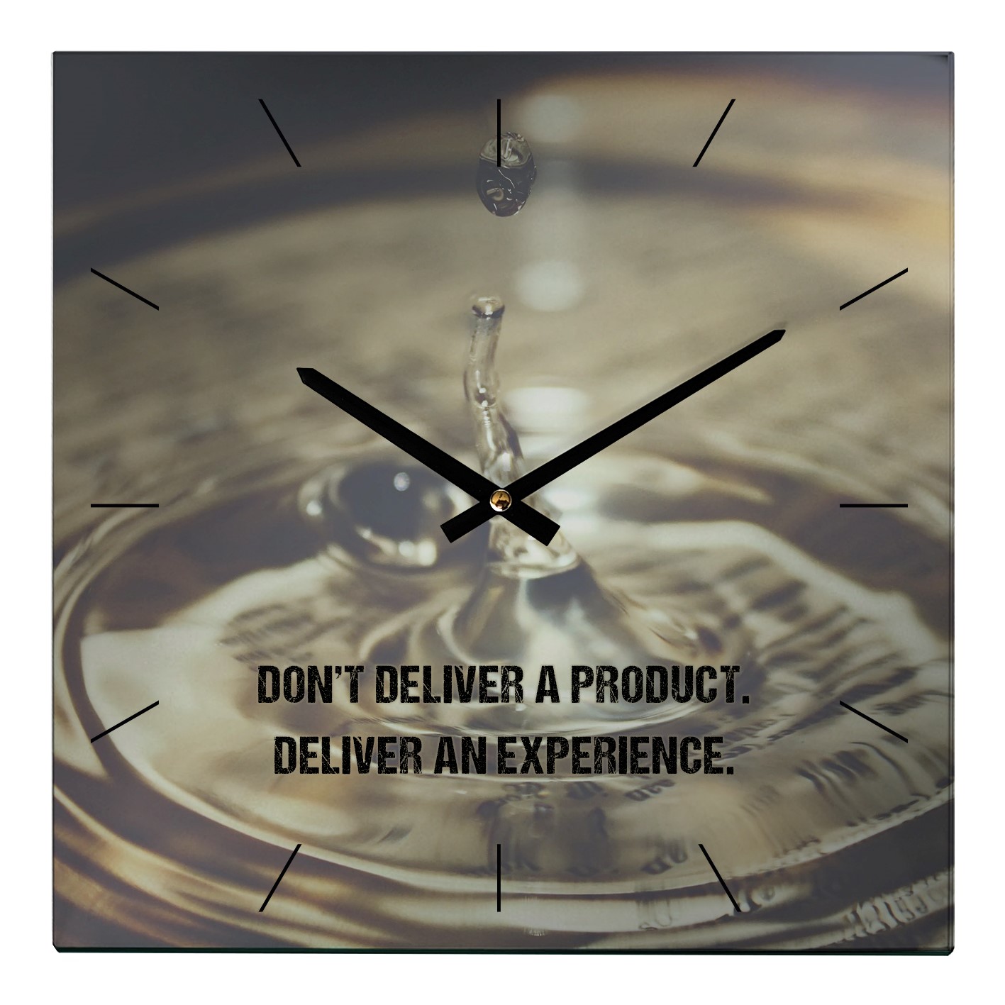 Glazen muurklok met eigen design (35 cm) bedrukken met logo