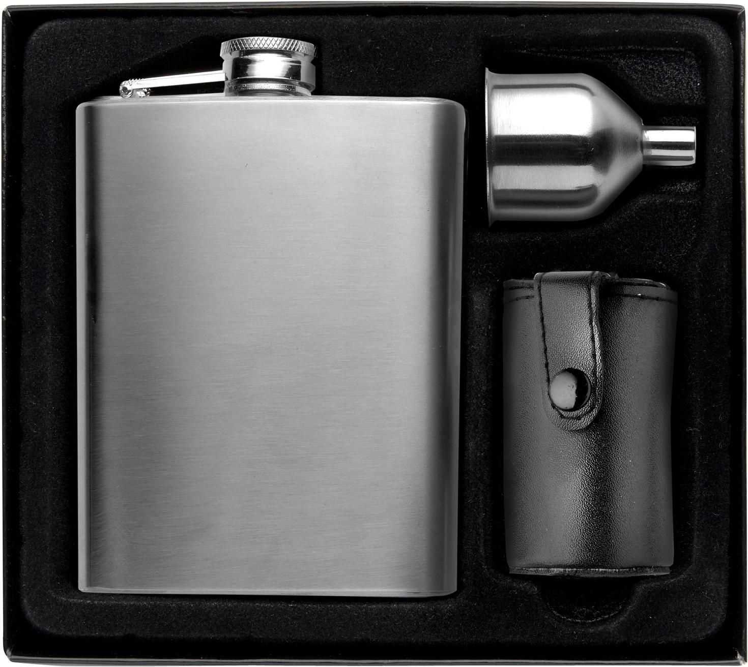 Hipflask set (220 ml) bedrukken met logo
