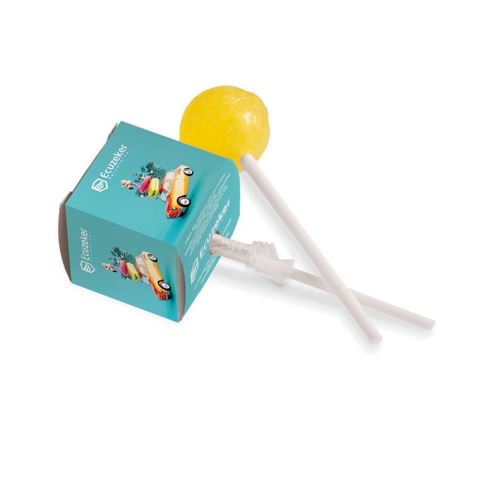 Lolly in vierkant doosje bedrukken met logo