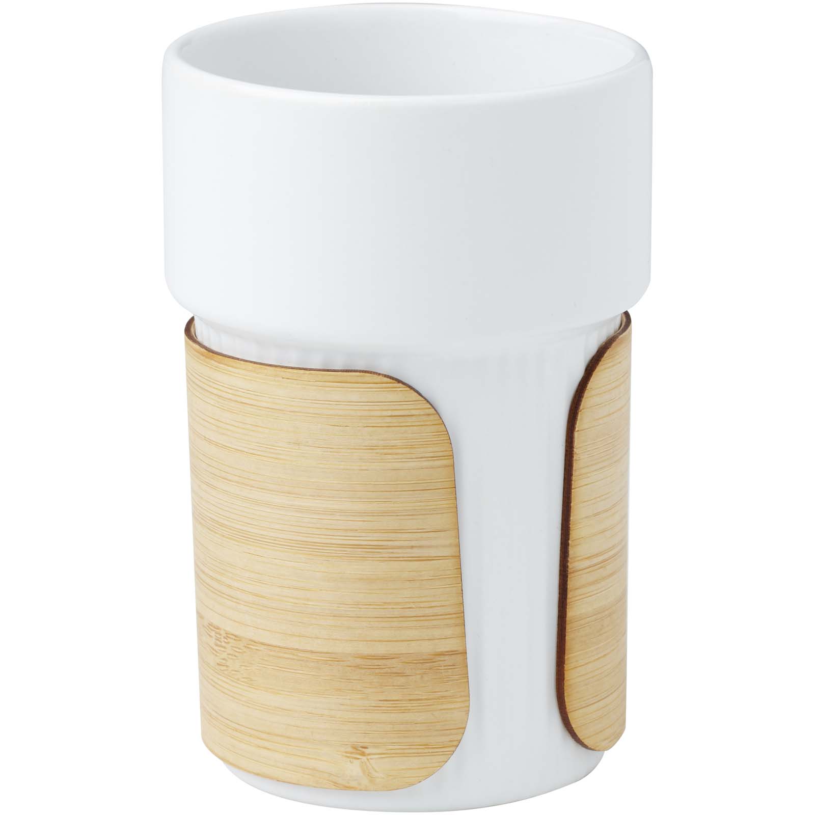 Fika 340 ml beker met bamboe hoes bedrukken met logo