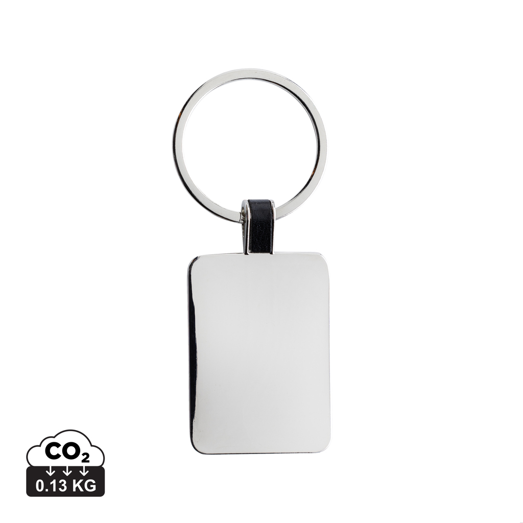 RCS rechthoekige sleutelhanger van gerecycled zinc alloy bedrukken met logo